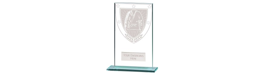 MILLENNIUM MARTIAL ARTS GLASS TROPHY - 6 SIZES - 8CM - 18CM MILLENNIUM MARTIAL ARTS GLASS TROPHY - 6 SIZES - 8CM - 18CM